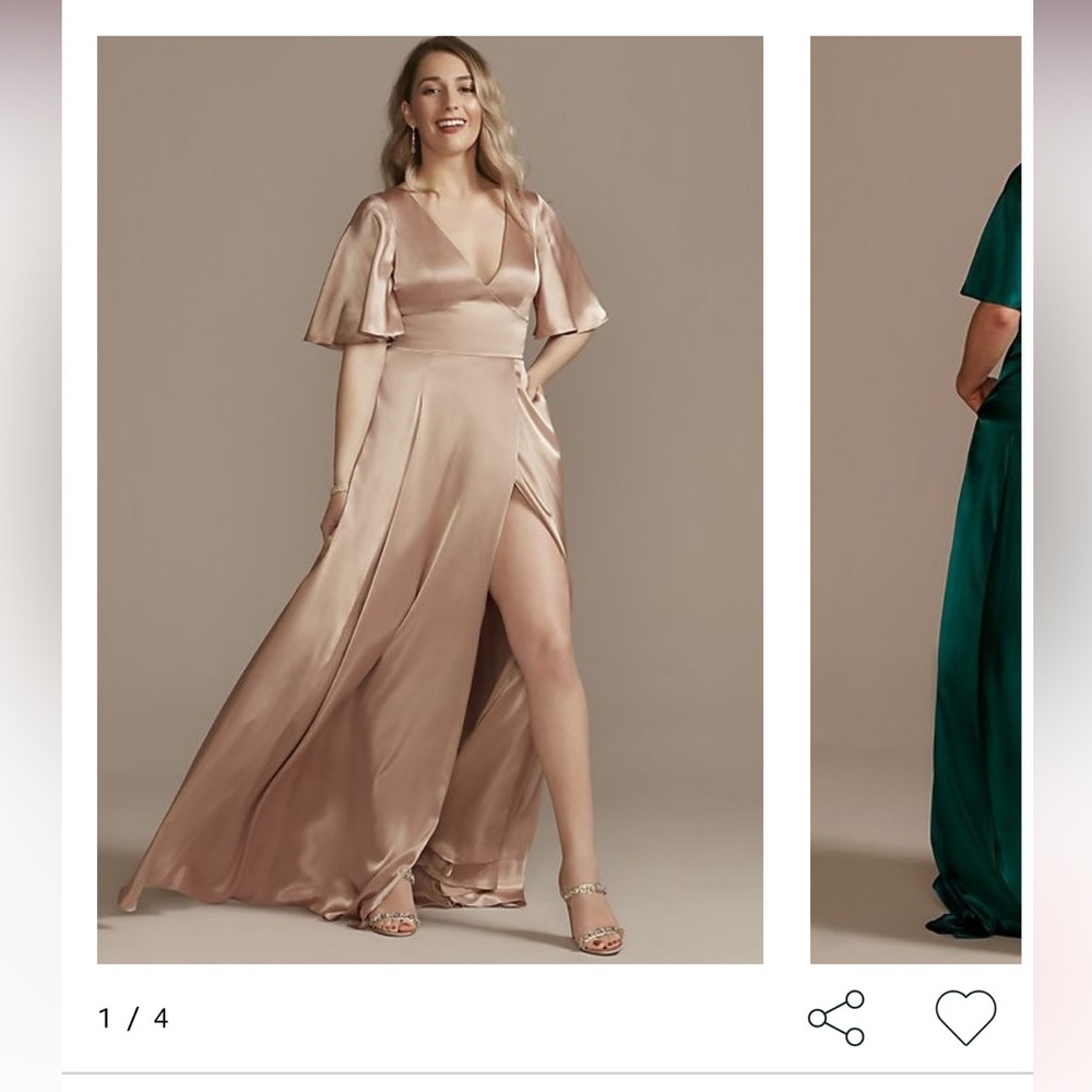 GALINA SIGNATURE SAND SIZE 12
charmeuse flutter-sleeve a-line bridesmaid dress